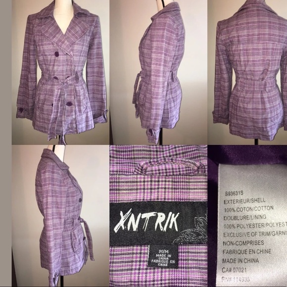 XNTRIK Jackets & Blazers - [XNTRIK] Houndstooth Long Sleeve Pea Coat Jacket